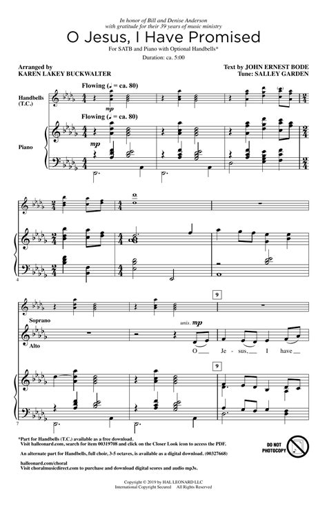 O Jesus, I Have Promised (arr. Karen Lakey Buckwalter) by John E. Bode Sheet Music for SATB ...