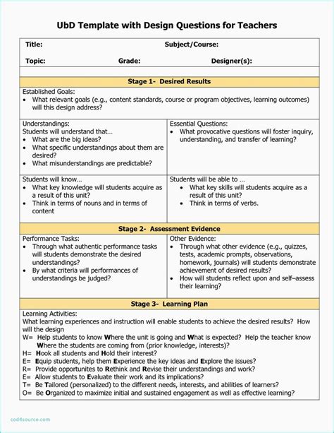 Ubd Lesson Plan Template Blank Ubd Template Things for the Classroominterest Lessonlans | Math ...