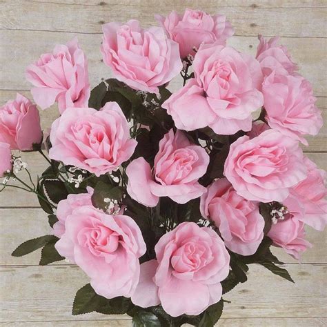 96 Artificial Giant Silk Open Roses Wedding Flower Vase Centerpiece Decor - Pink | Wedding ...