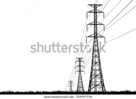 Silhouette Electricity Pole Electricity Pylons Technology Stock ...