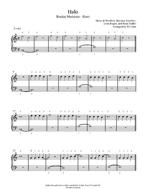 Halo by Beyoncé Knowles Sheet Music & Lesson | Rookie Level