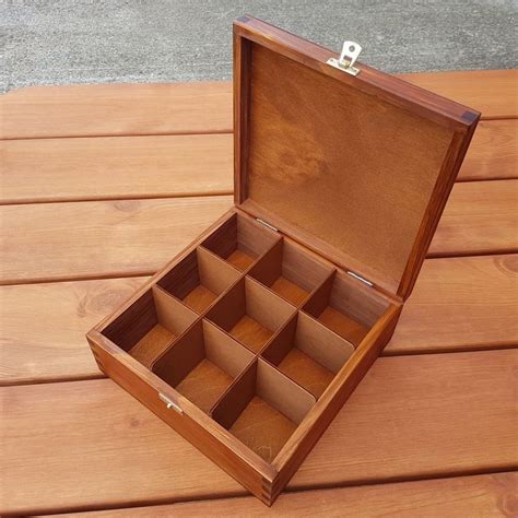 Wooden Tea Bag Box Whit Nine Compartments, In Brown Color in 2019 | Wooden tea box, Tea box ...