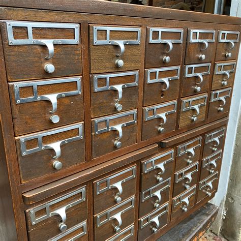 Vintage Walnut 30-Drawer Card Catalog Library Cabinet - Scranton Antiques