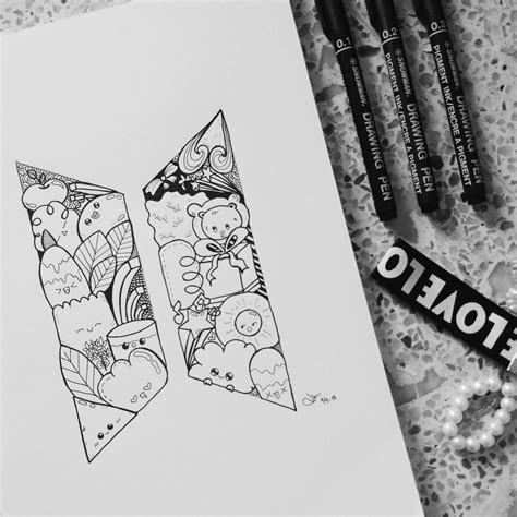 Its just basically a drawing of the logo bts and some doodle inside it♡♡ (With images) | Doodle ...