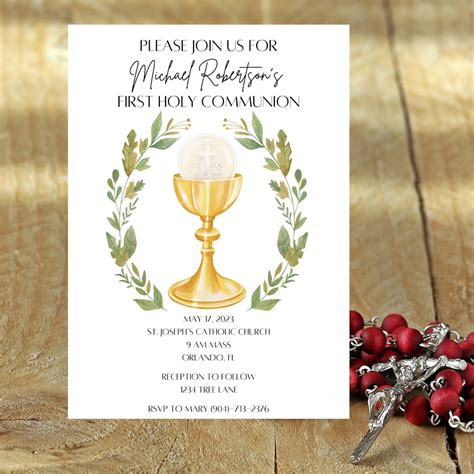 Traditional First Communion Invitation First Holy Communion 1st Communion Digital Download ...