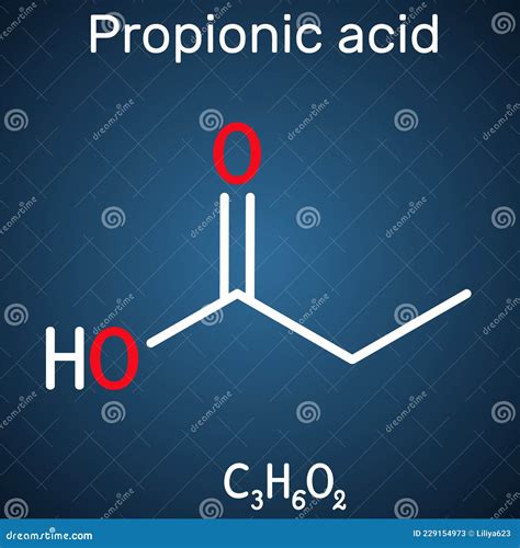 Propanoic Acid, Propionic Acid Molecule. it is Short-chain Saturated ...