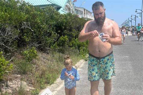 Jason Kelce's Wife Shows NFL Star and Daughter Wyatt Walking in Sync with Ice Cream on Beach ...