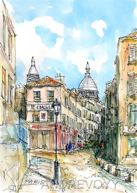 PARIS MONTMARTRE art print from an original watercolor | Etsy