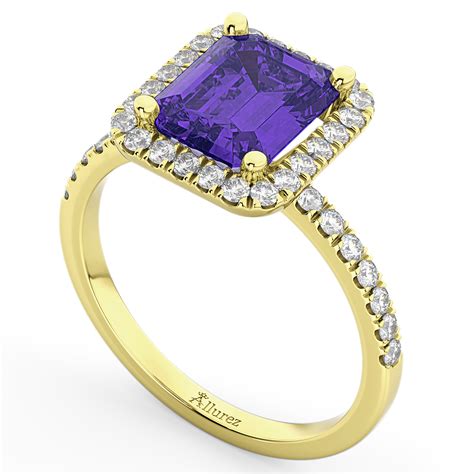 Emerald-Cut Tanzanite & Diamond Engagement Ring 14k Yellow Gold 3.32ct - AD2582