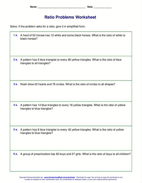 Homeschoolmath.com Free worksheets for ratio word problems