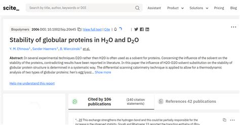 [citation report] Stability of globular proteins in H 2 O and D 2 O