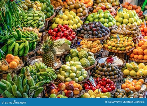 Fresh Exotic Fruits on Famous Market in Funchal Mercado Dos Lavradores Madeira Island, Portugal ...