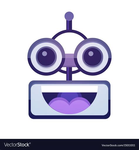 Cartoon robot face smiling cute emotion open mouth