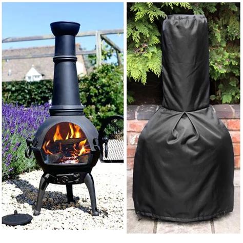 190T Black Chiminea Cover Waterproof Protective Chimney Fire Pit Heater Cover Weatherproof for ...