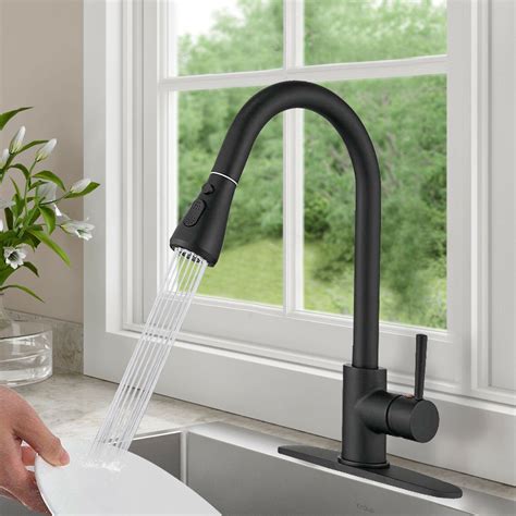 Home Improvement Craft Supplies & Tools Matte Black Kitchen Faucet Sink Single Handle Pull Down ...