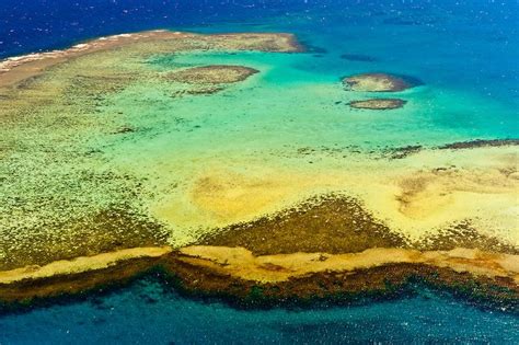 arial views of coral reefs | Aerial view, New Caledonia Barrier Reef (a UNESCO World Heritage ...