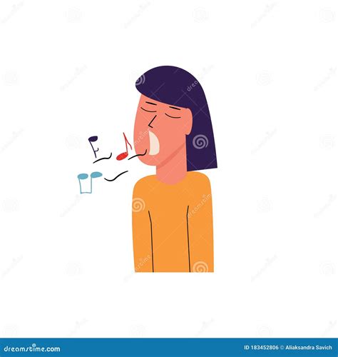 Girl with Open Mouth Singing, Illustration, Avatar Stock Vector - Illustration of musical, hand ...