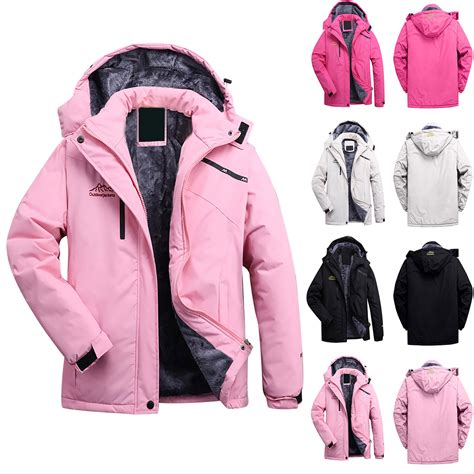 APEXFWDT Women's Ski Jackets Fleece Hood Mountain Snowboarding Snow ...