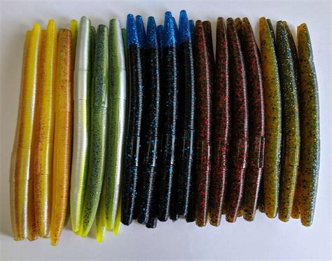 50 pk 5" Senko style Soft Plastic Bass Worms - 5 COLORS/10 EACH ...