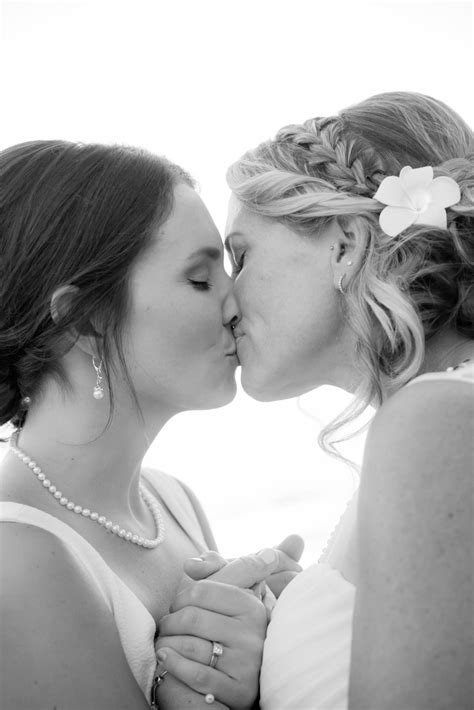 Two brides kissing. #lipstick #lesbian #wedding #samesex #marriage ...