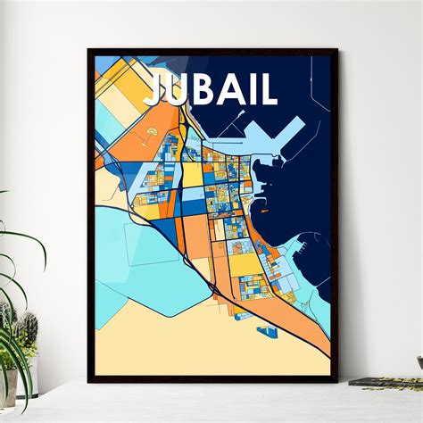 JUBAIL SAUDI ARABIA Vibrant Colorful Art Map Poster by HEBSTREIT | Map ...