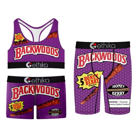 Backwoods & Ethika Women's Underwear In Stock Bra and Shorty Boxers Set WBX-013 WDK-013