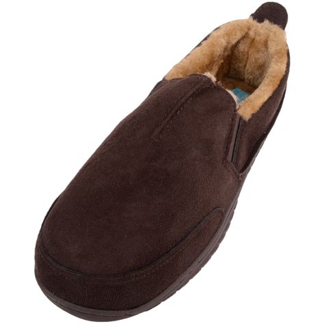 Men's Slip On Slippers with Warm Faux Fur Inner - Absolute Footwear