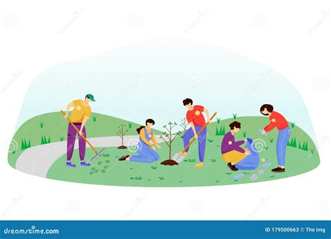 Community Work Day Flat Vector Illustration Stock Vector - Illustration ...