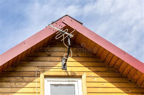 Aerial Antenna on the Roof of Old Wooden House Stock Photo - Image of electronic, channel: 240002708