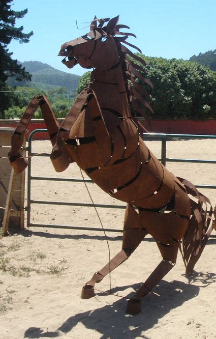 Rearing Metal Horse Sculpture - Yard Art