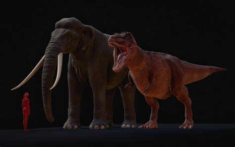 ArtStation - Tyrannosaurus vs Palaeoloxodon Namadicus (biggest elephant ever) size comparison