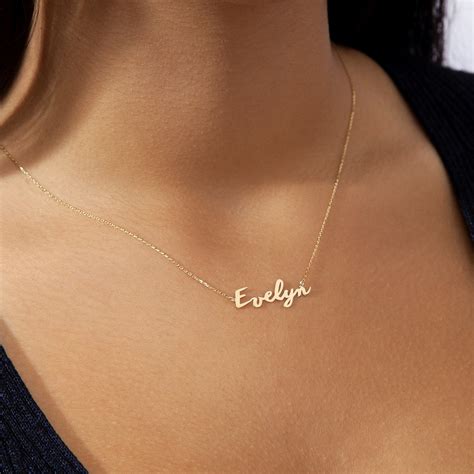 14K Gold Name Necklace Personalized Gold Name Necklace 14K | Etsy