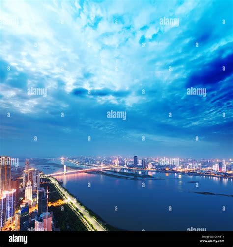 Aerial view of city night Stock Photo - Alamy