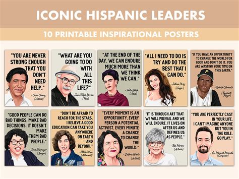 Hispanic Leaders Quotes Printable Posters 10 Hispanic Heritage Month ...