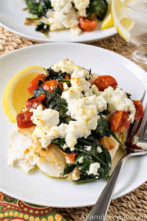 Baked Cod with Spinach, Feta and Tomatoes - A Family Feast®