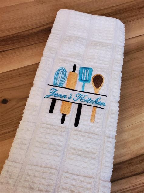 Custom Embroidered Kitchen Towels Personalized Kitchen - Etsy