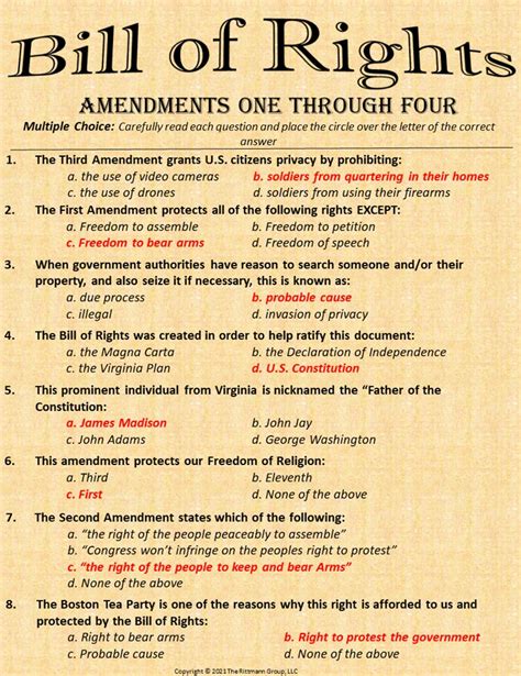 Effective Bill of Rights Multiple Choice Questions