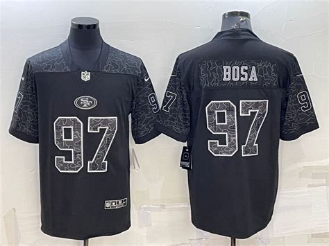 Nike 49ers 97 Nick Bosa Black RFLCTV Limited Jersey