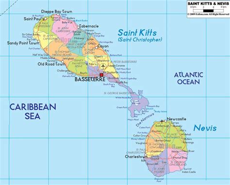 Map of Saint Kitts and Nevis and Saint Kitts and Nevis Political Map | Saint kitts and nevis, St ...