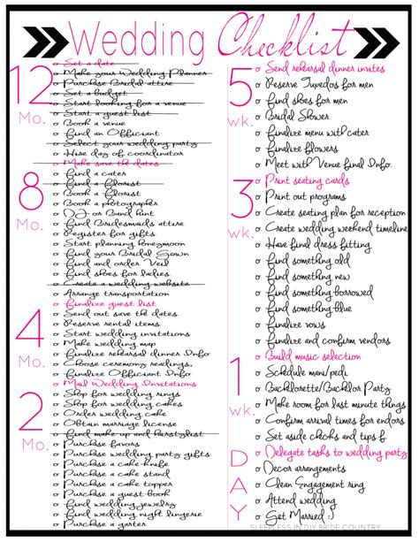 Printable Simple Wedding Checklist