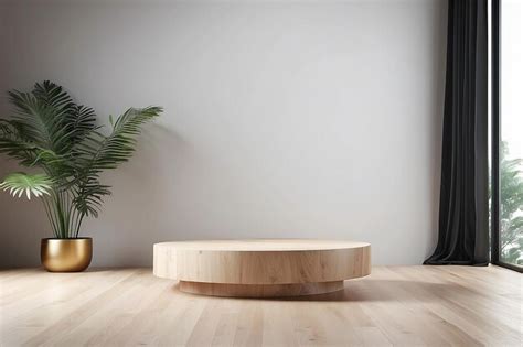 Premium AI Image | Wooden podium for product presentation in modern interiorNatural minimalis ...