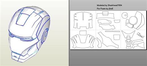 IRON MAN Mark 4/6 Pepakura FOAM Templates | Iron man helmet, Iron man ...