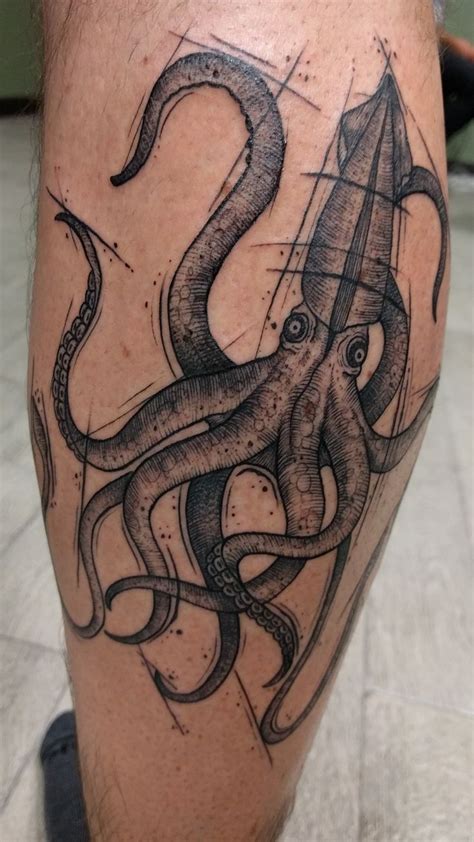 Sketchy Squid (my first tattoo) - by Shane Olds - Studio Thirteen - Orlando, FL : tattoos (With ...