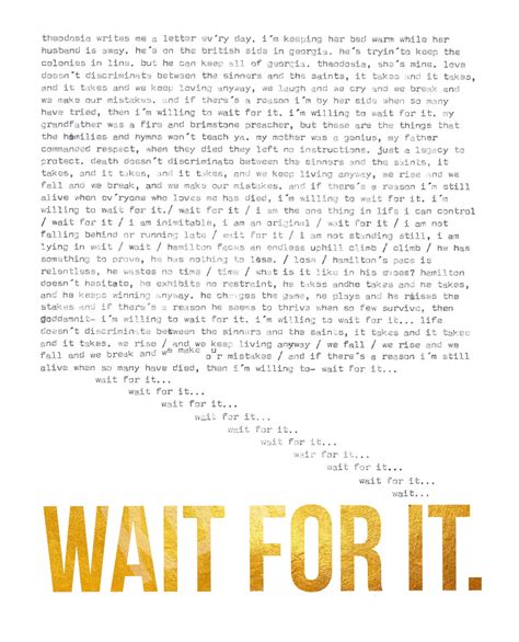 Digital Download Hamilton Lyrics for wait for It Hand Typed on ...