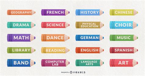 Classroom Decoration School Subject Design Set Vector Download