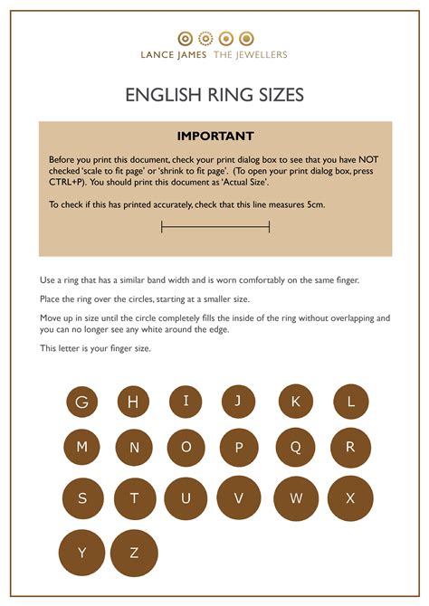 Size Guide - Free Printable Ring Sizer Uk - Free Printable A To Z