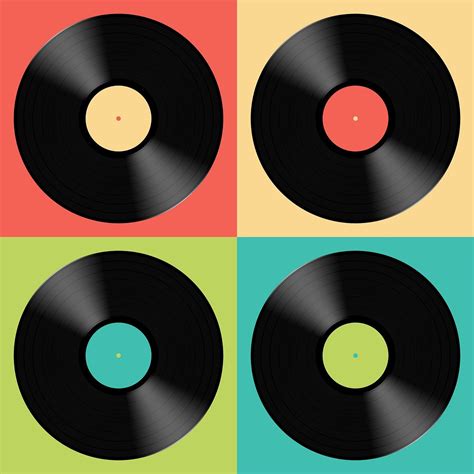 Vinyl Set Retro Colorful Lp Disc Record Royalty Free Vector | Colorful Retro Record Disk ...