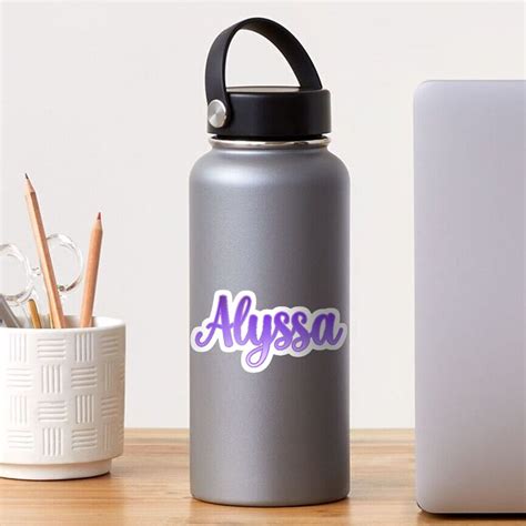 "Alyssa Bubble Letter Name Cursive Caligraphy Ombré Violet Lavender" Sticker for Sale by byemma ...