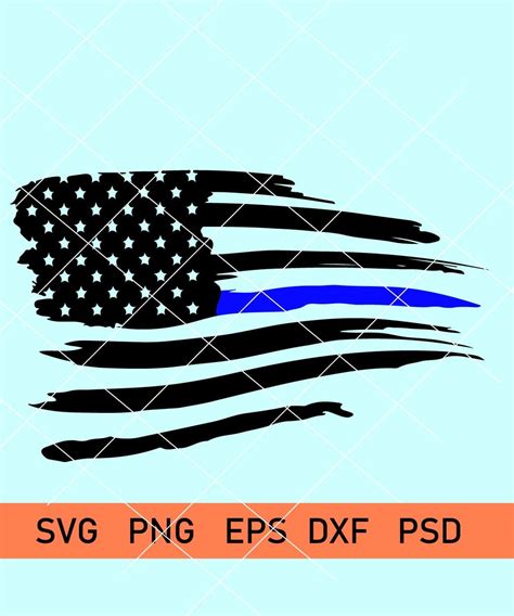 Flag thin blue line svg, Thin Blue Line SVG, Police thin blue line SVG ...