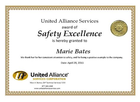 Safety Recognition Certificate Template (2)